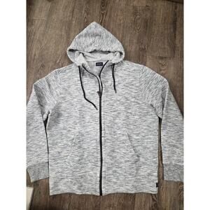 GoodMan Brand Light Gray Quilted Full Zip Hoodie Sweatshirt Jacket Men's XL